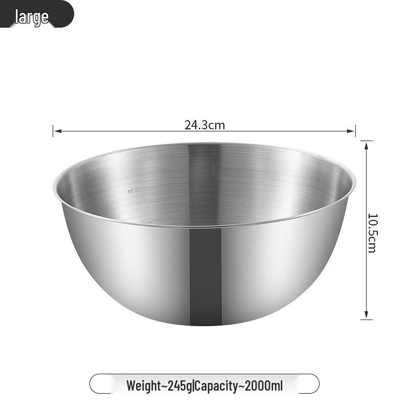 304 Stainless Steel Mixing Bowl with Measurement Scale Large 2000ml