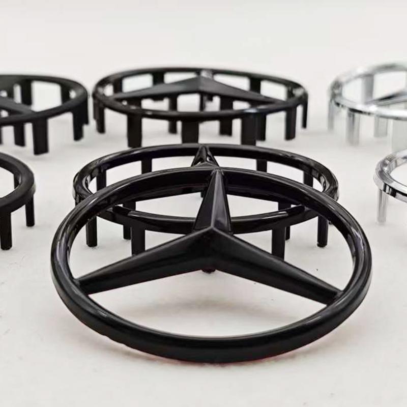 52mm 58mm ABS Chrome Black Star Logo Mercedes Steering Wheel Logo Sticker For Mercedes Benz C E S Class W204 Emblem Accessories