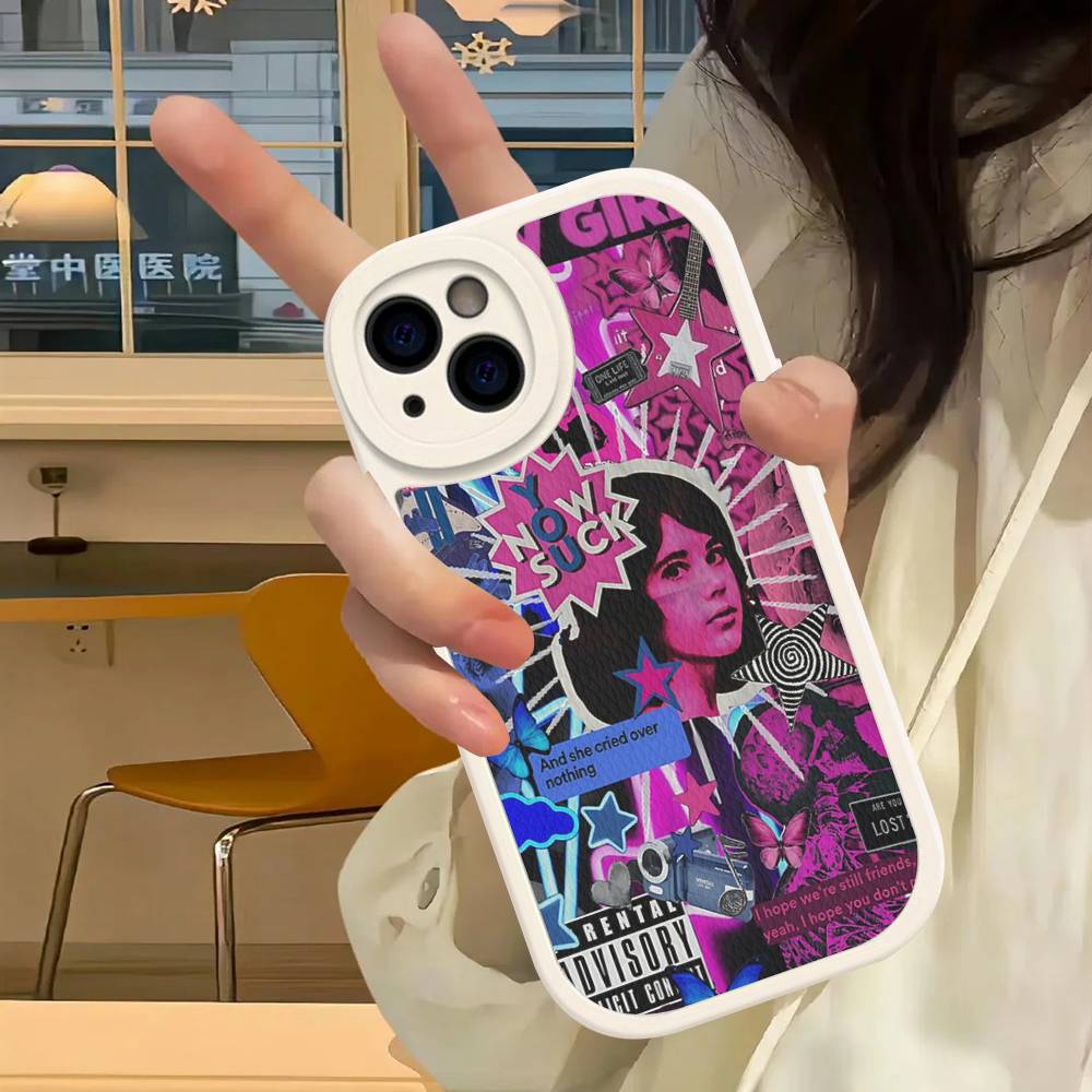 Pink Blue TV Girl Phone Case For IPhone 16 15 14 13 12 11 Pro Max Plus Soft Leather Cover