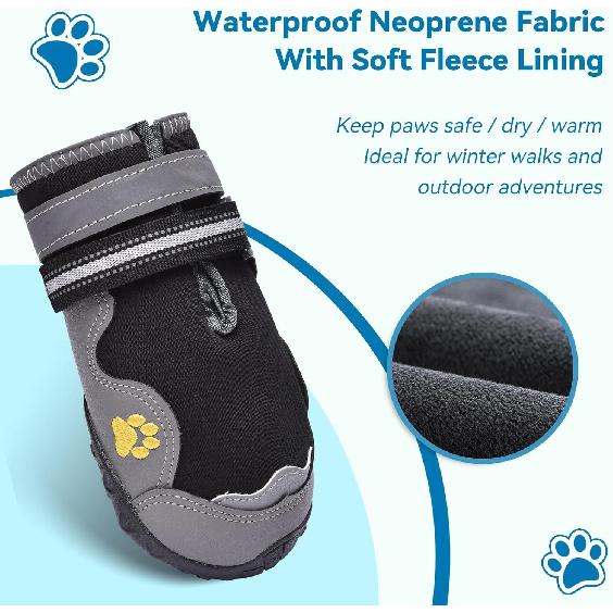 Hipaw Dog Booties for Winter,Snow Boots for Small Medium Large Dogs,Waterproof Dog Rain Shoes,Non-Slip Paw Protector for Outdoor