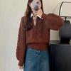 Damen Herbst- und Winter-Patchwork-Hemd Designgefühl Nische Fake Zweiteiliger Pullover Locker Langärmlig Stricktop Trend