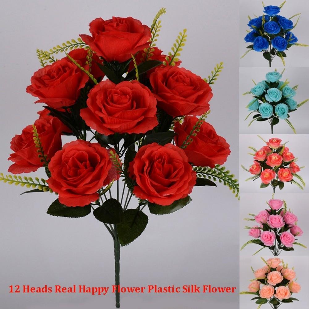 12 Heads Valentine's Day Flowers Mini Crystal Grass Bouquet Real Happy Silk Flower  Home Decorative