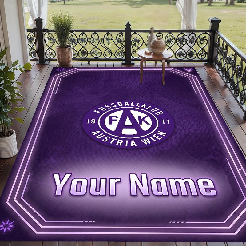 Custom Text Printed Rug Austria Wien FC Non Slip Floor Carpet For Home Room Decor