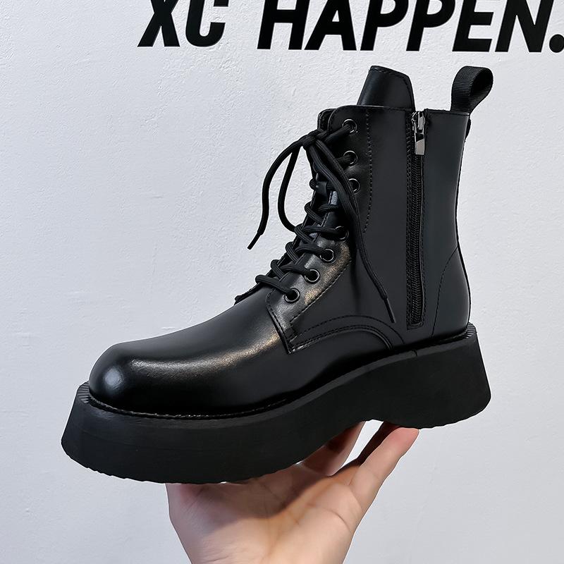 High-top Martin boots men's spring and autumn British style retro big-headed men's shoes muffin platform locomotive boots 23411-A