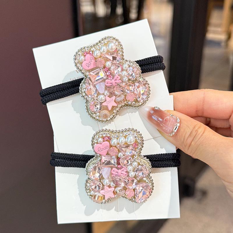 Luxury Rhinestone Pink Bear Hair Clip - New Bangs Accessory