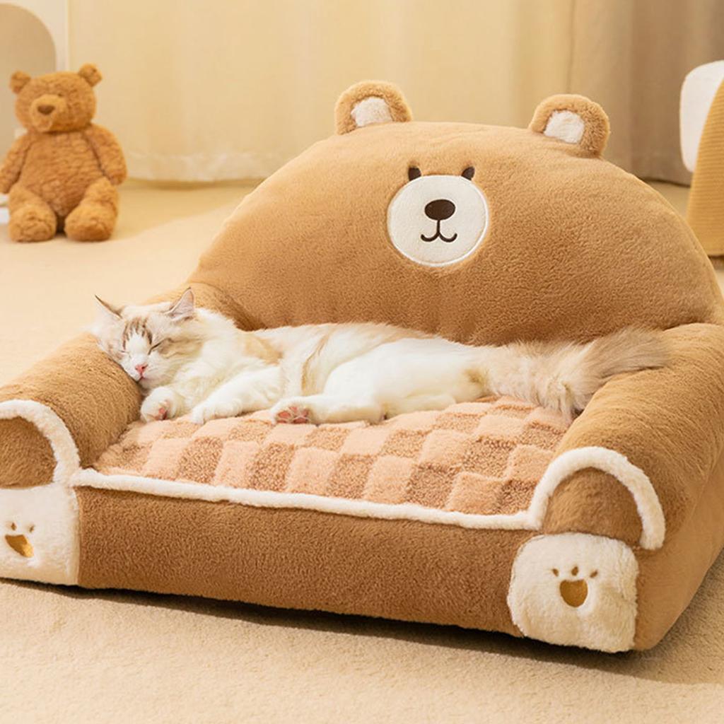 Brown Bear Pet Sofa Soft Warm Cat Couch Bed Multifunctional Dog Sofa Couch for Sleeping Relaxing Dog Bed Pet Sofa Dog Sofa Couch