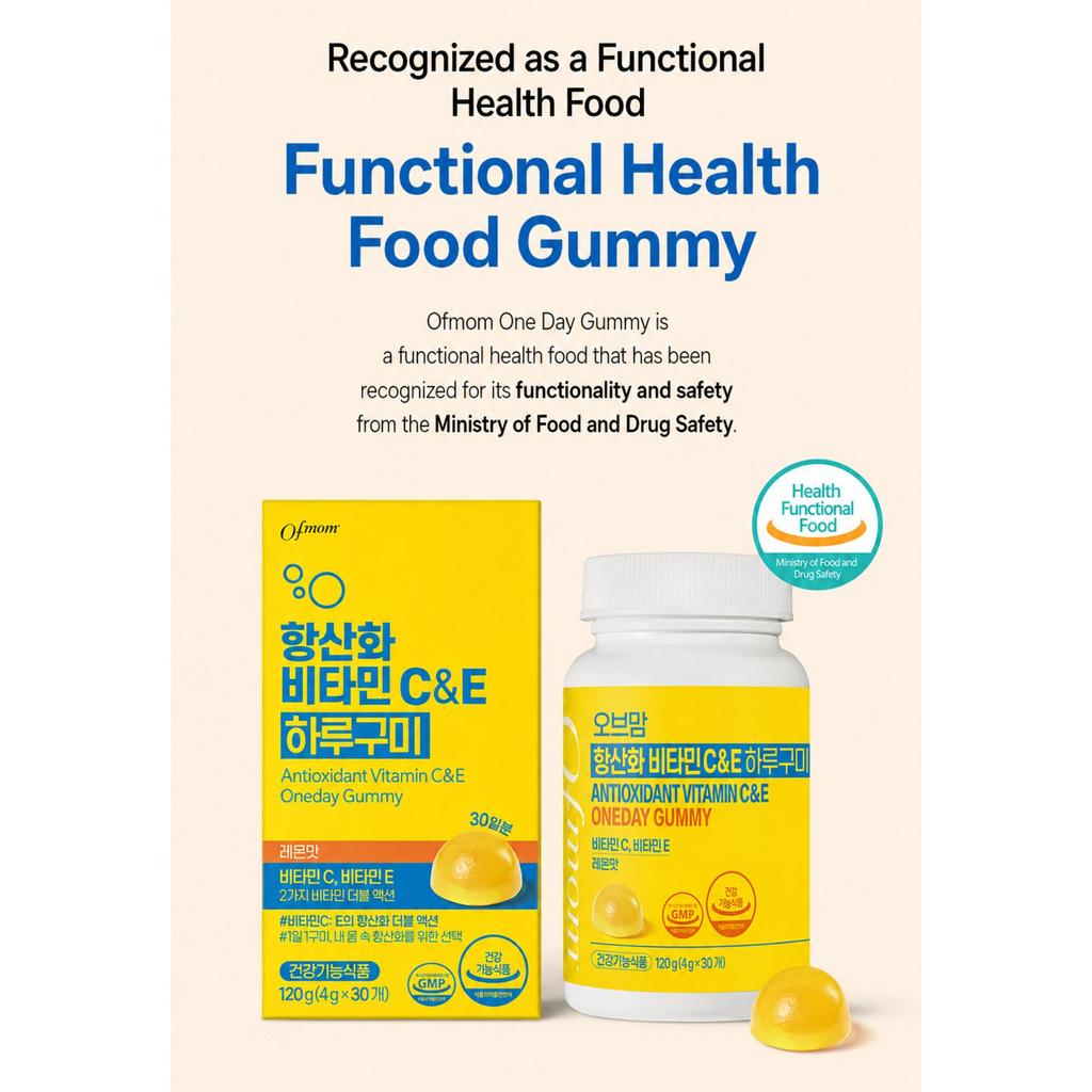 Ofmom Vitamin C & E Haru Gummy, a delicious Lemon flavor 30-day supply
