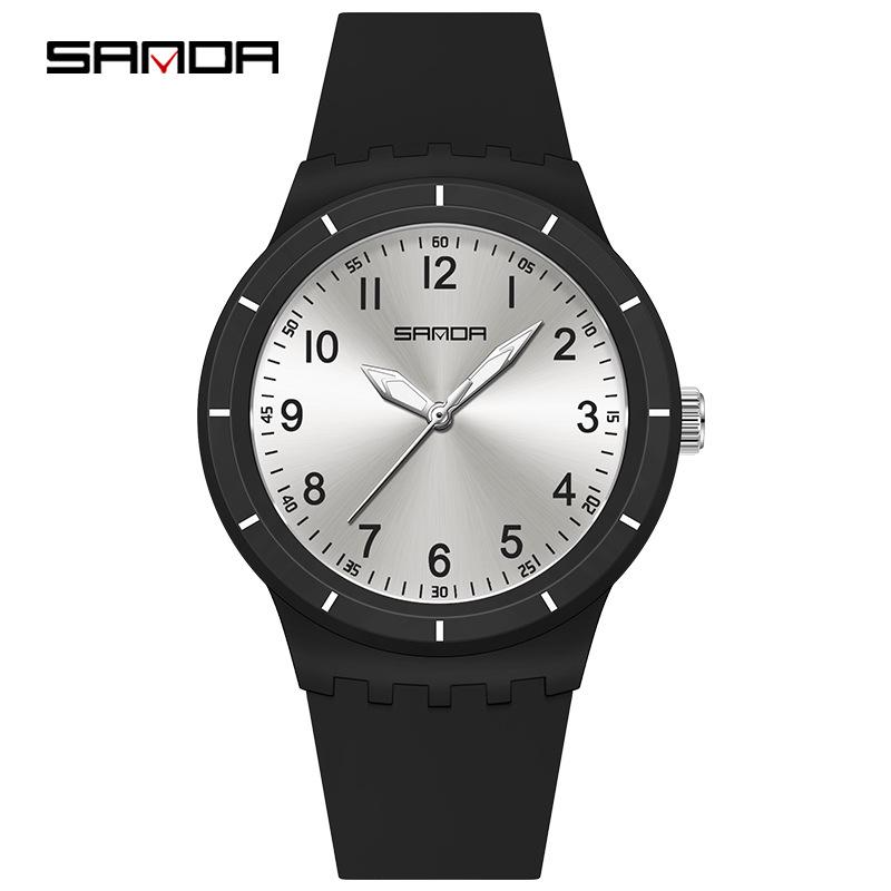 Sanda Wasserdichte Leuchtende Quarz-Armbanduhr - Einfaches Zeigerdesign für Schüler