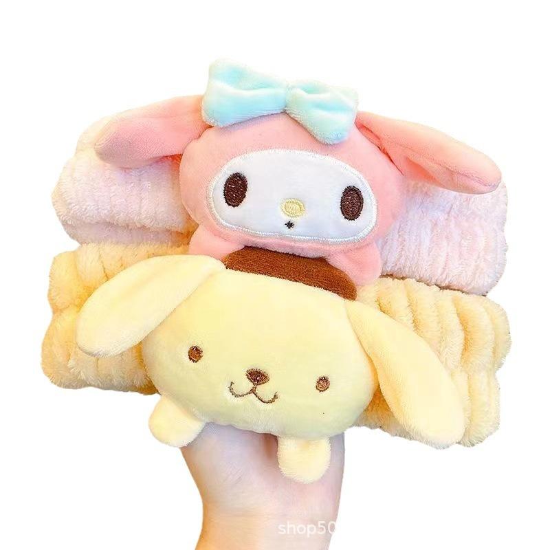 Cute And Charming Sanrio Kuromi Melody Doll Facial Wash Makeup Hairband Cinnamoroll PompomPurin Sweet Non Slip Elastic Hair Accessories