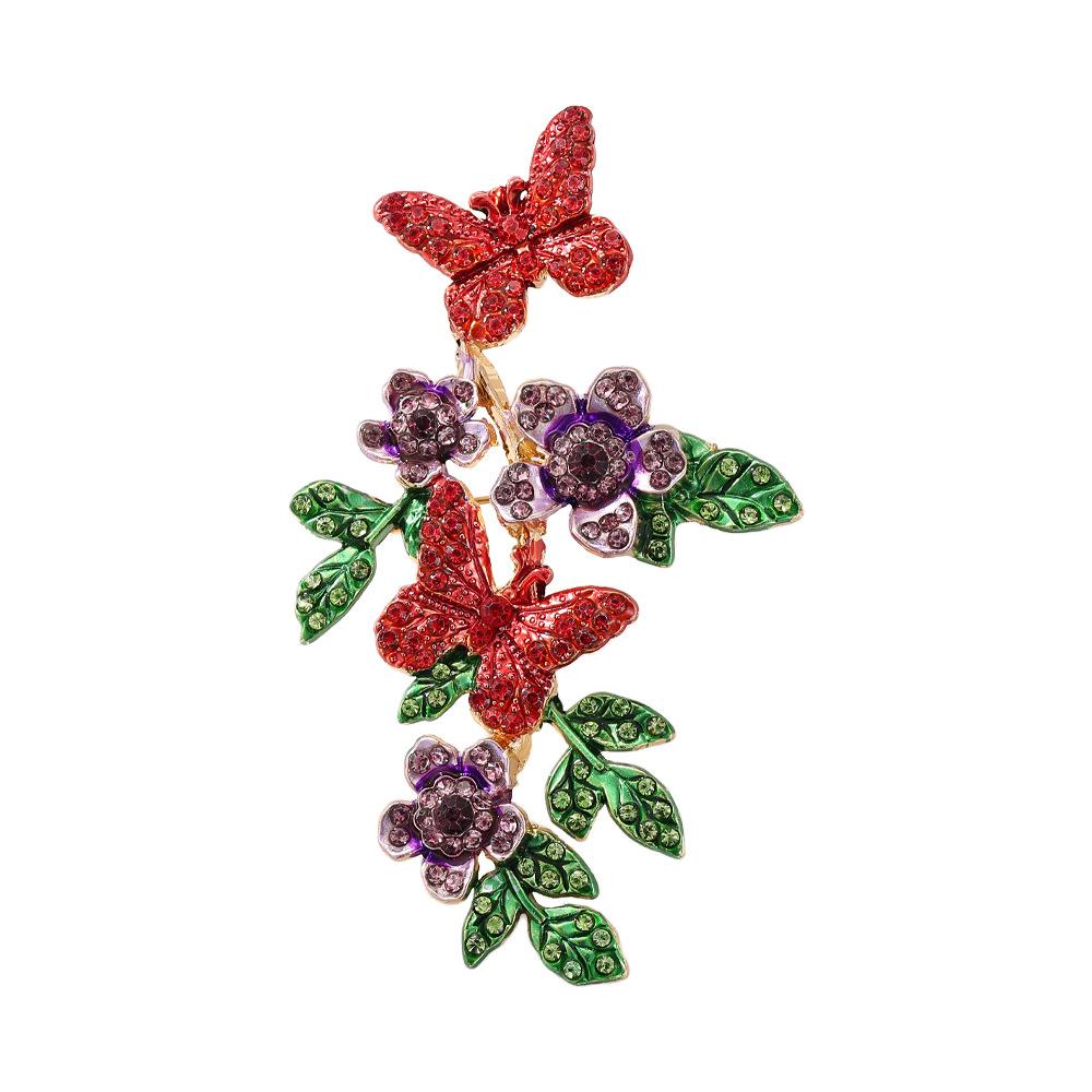 Drop Shipping YHY Painted Flower and butterfly Brooch красный