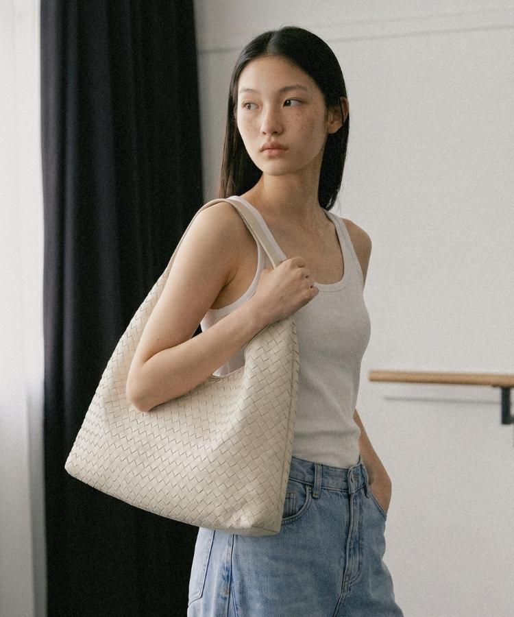 Phoenix Origin Suede Weaving Hobo Bag - Beige