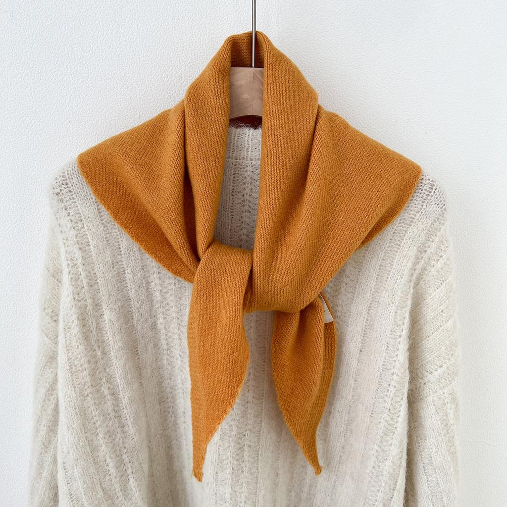 Versatile Striped Wool Knitted Triangle Scarf Women Fashion Wool Scarf Shawl Winter Warm Soft Knitted Hood Scarf Shawl Neck Wrap