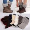 Women Winter Solid Color Short Knit Leg Warmers Boot Socks Toppers Fluffy Cuffs