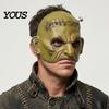 Realistic Halloween Horror Masque Cosplay for Adults Men Women, Creepy Comfortable Long Wear Green Half Face Party Detailed Distressed Leather Look