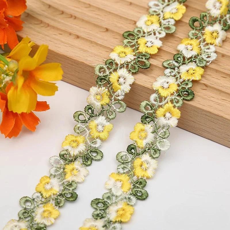 2CM Width Flower Lace Fabric Floral Embroidery Ribbon DIY Sewing Garment Applique Decor Accessories 2cm Lace Trim Crafts