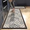 Boho Kitchen Rugs Set Memory Foam Colorful Ceramic Comfort Tile Floor Mat Anti Fatigue Non-Skid Runner Rug Water & Oil Proof Carpet Laundry Sink