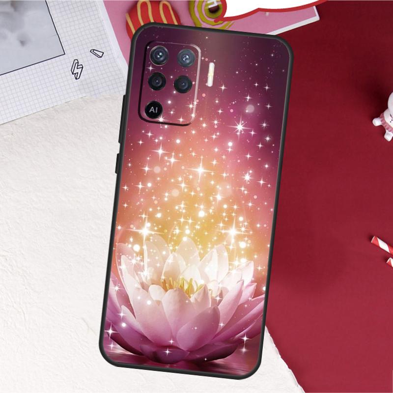 Lotus Blue White Flowers Case For Oppo A16 A96 A76 A17 A18 A60 A80 A40 A38 A58 A78 A98 A94 A74 A54 A15 A57 A77 A5 Pro