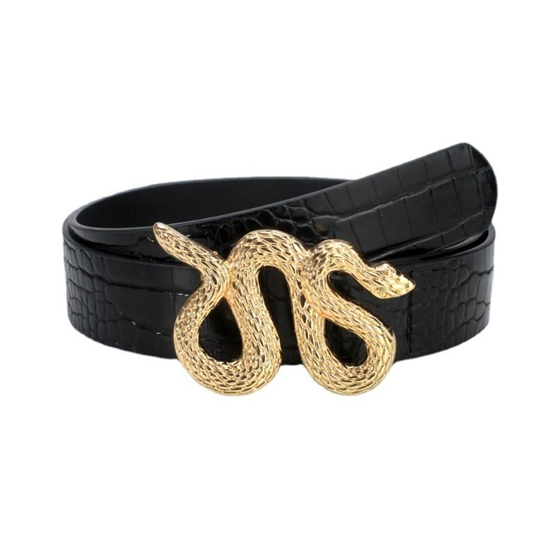 

All-match Adult Waist Belt with Golden Snake Buckle Light Luxury Personality Adjustable Waist Belts for Women Coat Dress 1