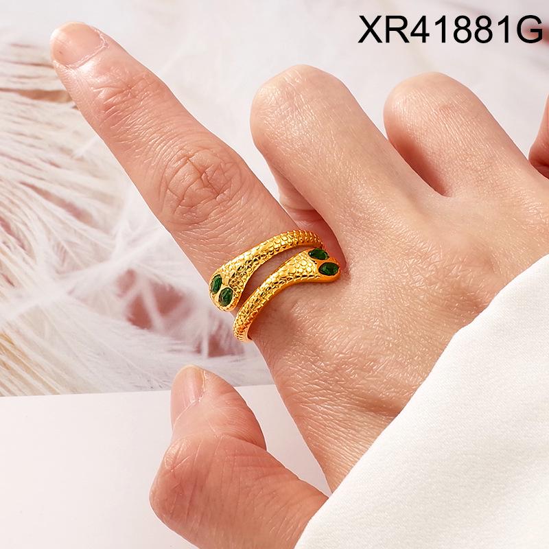 18K Gold Plated Snake-Shape Open Ring In Titanium Steel - Trendy, Cool, Light Luxury Finger Ring for Women In European American Style