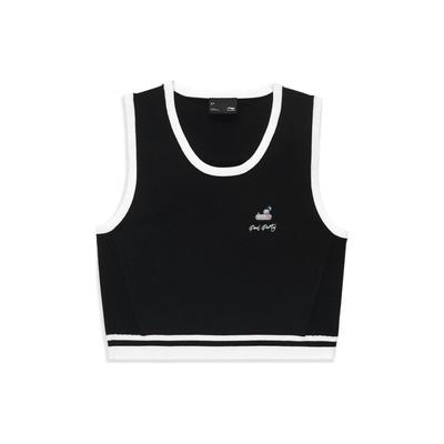 Li Ning X League Of Legends Pool Party Collaboration Solid Color Round Neck Sleeveless Knit Vest Women Tops Black AMVT024-2