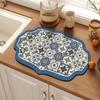 American Vintage Flower Diatoms Mud Drain Mat Kitchen Absorbent Quick Drying Table Mat Household Bowl Plate Drying Mat