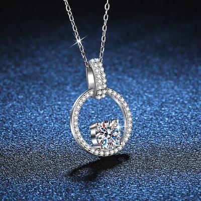 Nuevo collar con colgante de moissanita de 1 quilate con certificación GRA de diseñador de lujo para mujer, collares con cadena de diamantes de plata esterlina S925