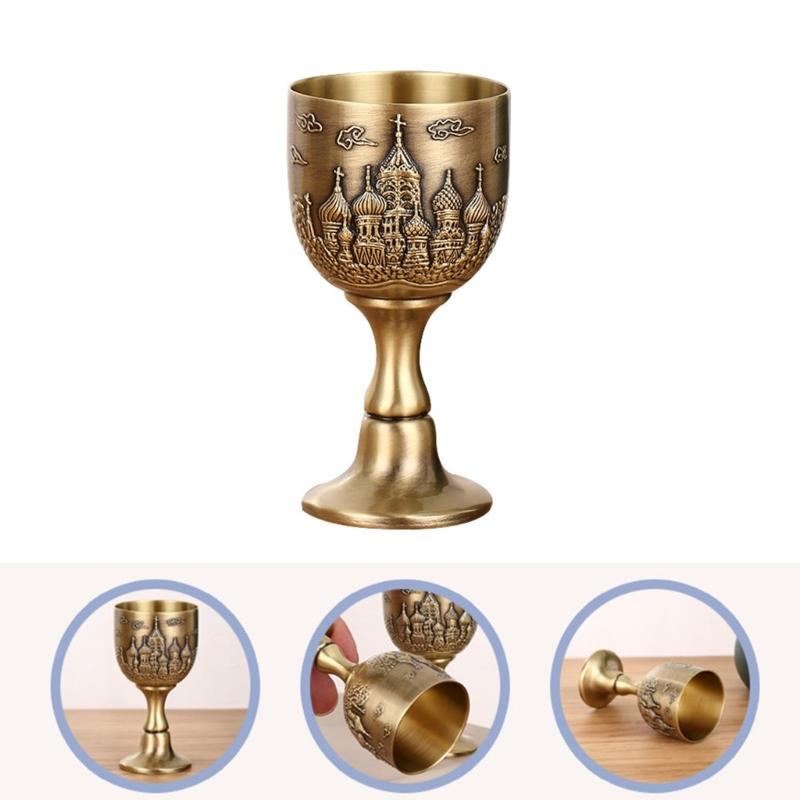 Antique 25ml Small Shot Glass With Carve Castles Pattern Designs Goblet Chalice Cup For Family Parties And Gift Givings