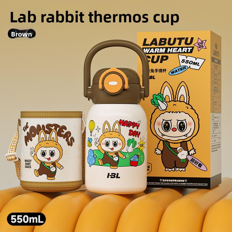 Söt tecknad barntermoskopp Stor kapacitet Högt värde Dubbel drickspipkopp Utomhus bärbar vattenkopp för pojkar och flickor