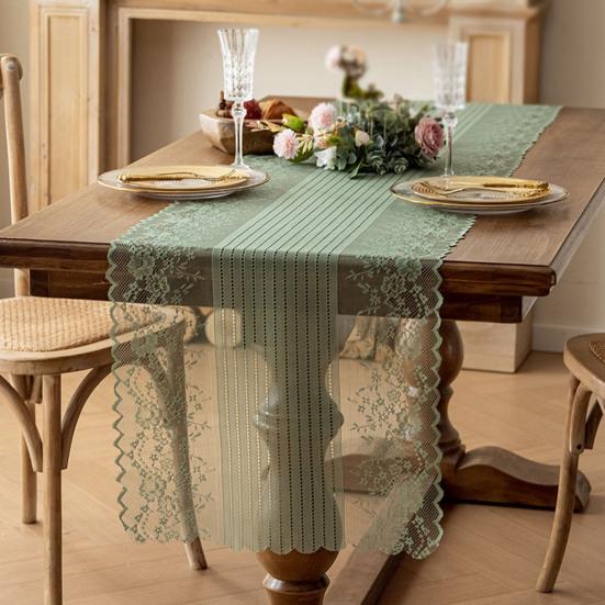 Spitzen Tischläufer Ausgestanzte Platzsets für Esstisch Kommode Buffet Dekor Faltenfreies Schutz-Tischdecke für Esstisch Zuhause Hochzeit Party