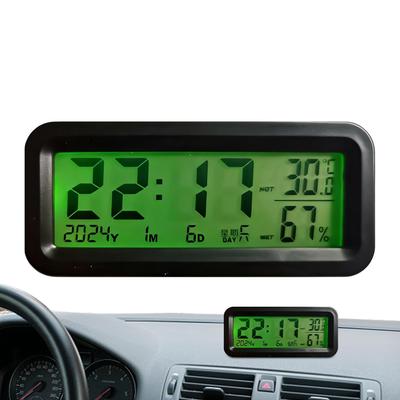 Luminous Digital Dashboard Car Clock LED Backlight Small Humidity Monitor Dash Clock Portable Adhesive Electronic Car Clock