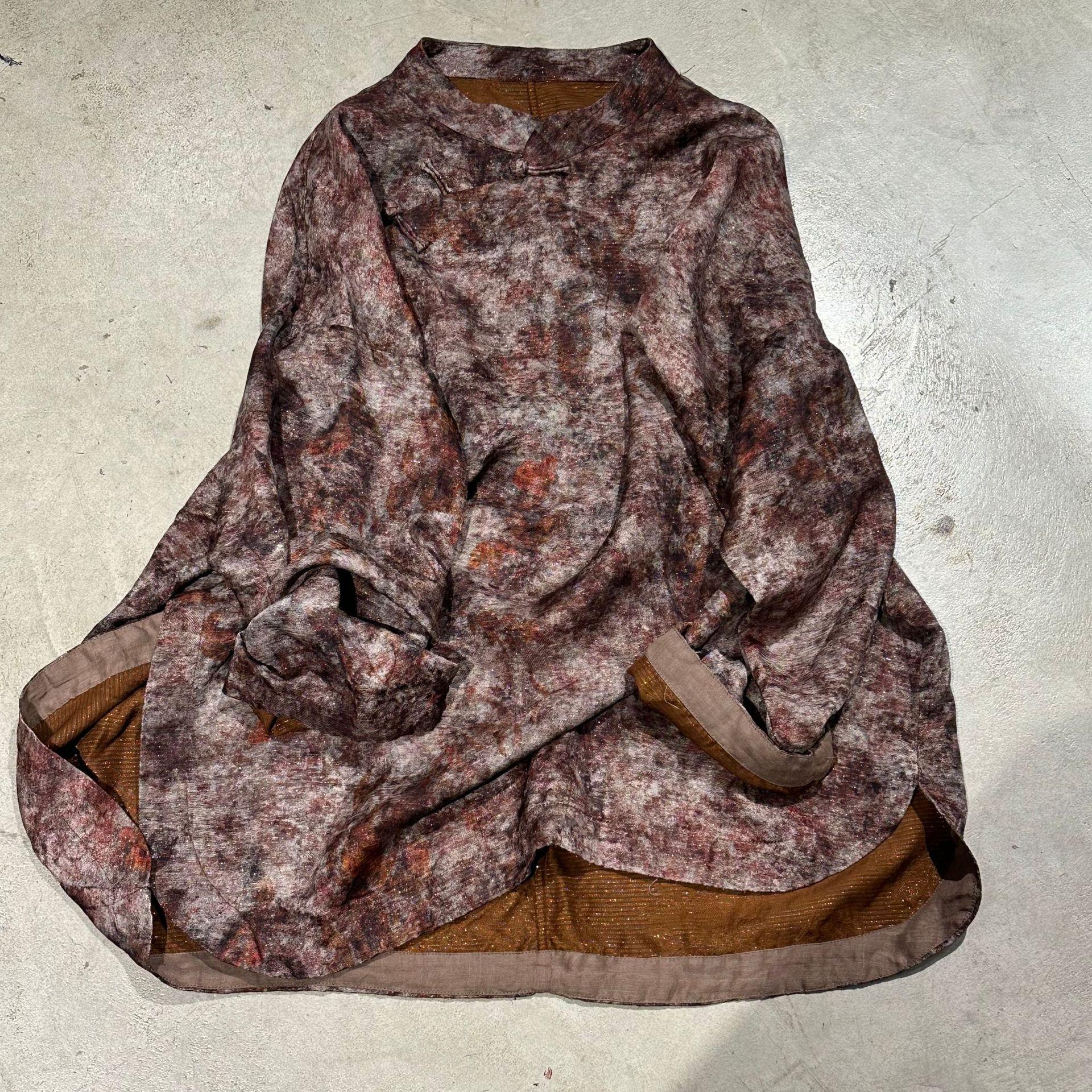 

Johnature Женские винтажные рубашки с цветочным принтом, стойка, длинный рукав, свободные, осенние, в китайском стиле, мягкие женские блузки One Size