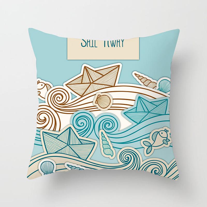 Ins Home Supplies Hand-painted Ocean Car Pillow Office Cushion Cover