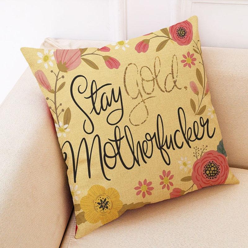 Elegant Letter Print Cotton Linen Pillow Cover For Home Car And Office Decor