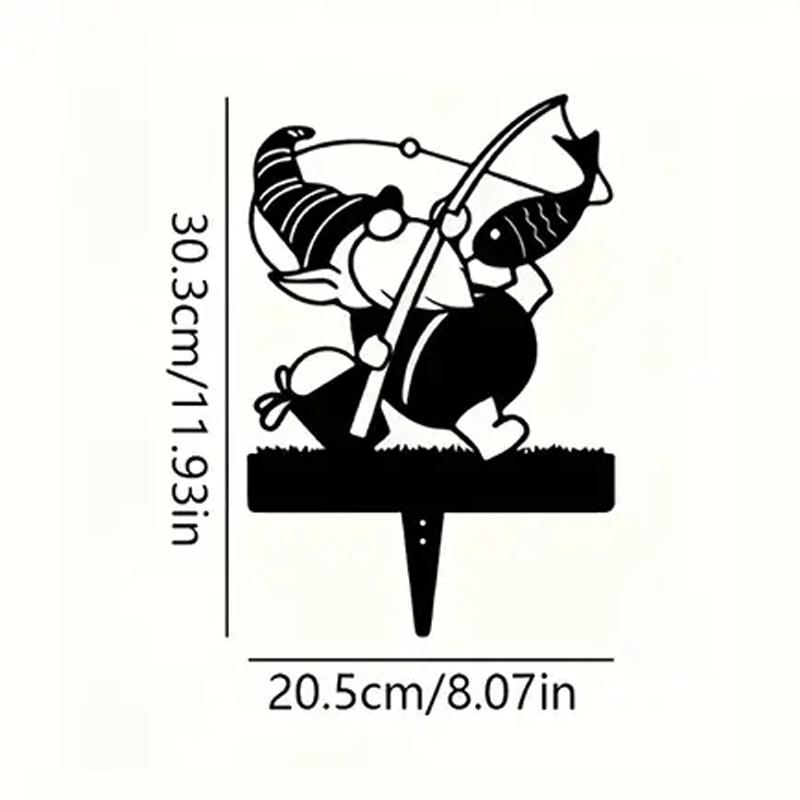 Gnome Garden Stake, Metal Polypropylene Classic Style Christmas Decor, Nature Themed Outdoor Yard Art, No Electricity Floor