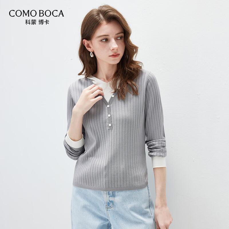 Kemeng Boka Women s Faux Two-Piece Silk Blend Knit Hoodie XL