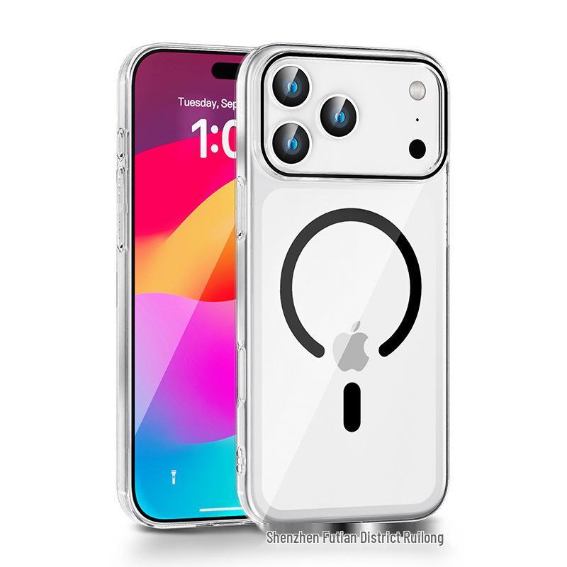 iPhone 17 Pro Max Magnetic Hard Shell Transparent Case with Large Camera Hole