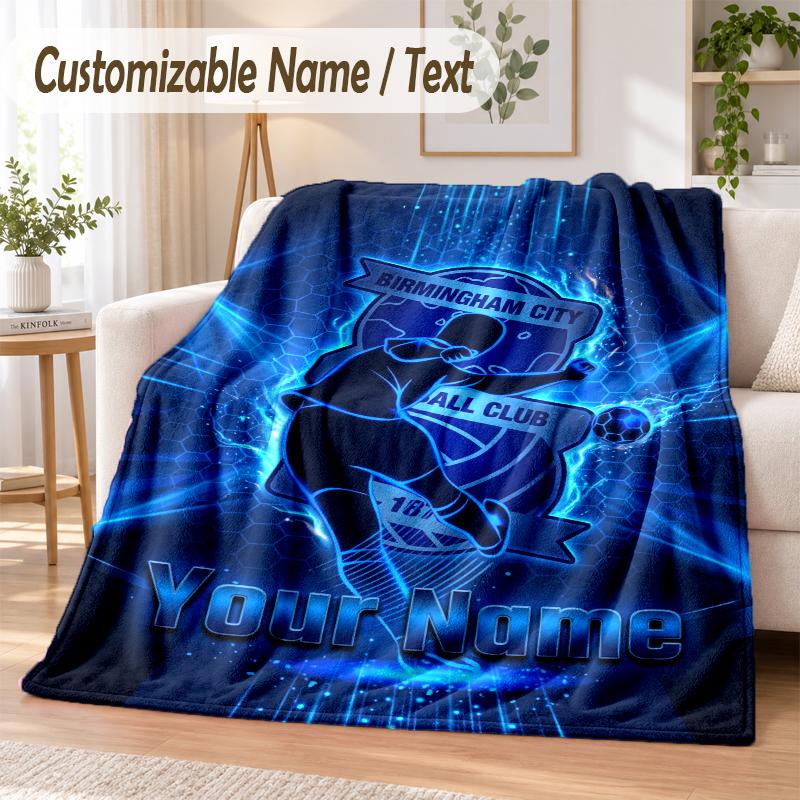 Personalisierte Flanelldecke BIRMINGHAM CITY Fußball-Print Warme Gemütliche Decke Zuhause Sofa Bettwäsche
