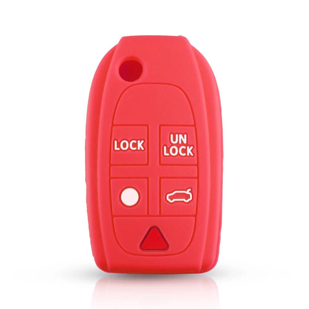 

Silicone Rubber Remote Flip Key Case Cover Skin For Volvo XC90 S80 XC70 S60 V70 5 Button Car Key Fob Shell Holder Cover красный