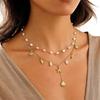 14K Gold Plated Layering Shell Starfish Necklace Adjustable Neck Chain Summer Beach Jewelry Gift For Women