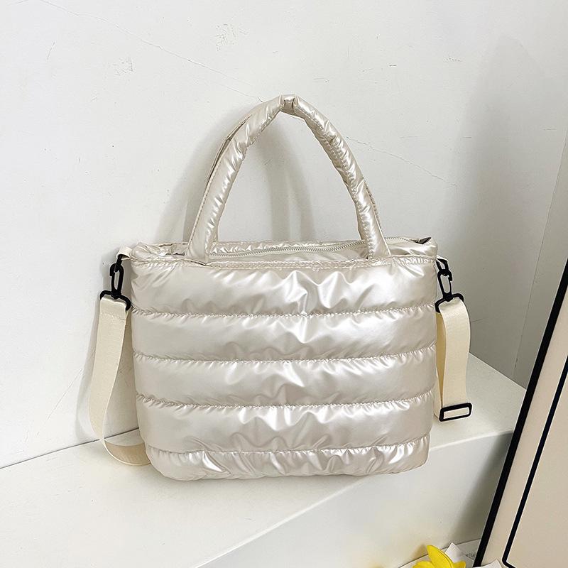 Laminated Winter Tote Bag: Stylish Lightweight Crossbody & Shoulder Women's Down Coat Bag