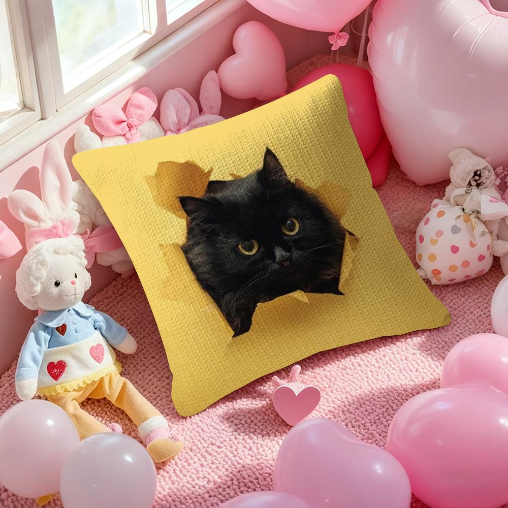 CuteNaughty Cute Cats Dogs Pillow Case Antidustmite Pillowcase Invisible Zipper Silky Short Plush Sofa Cushion Cover