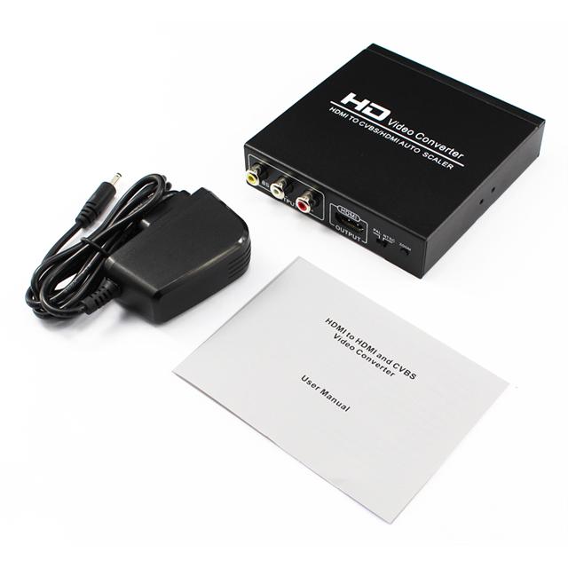 YUNZUO HDMI to AV Converter Adapter with L/R Channel Auto Scaler NTSC PAL 1080P 720P Switch Button Convertidor hdmi a Rca