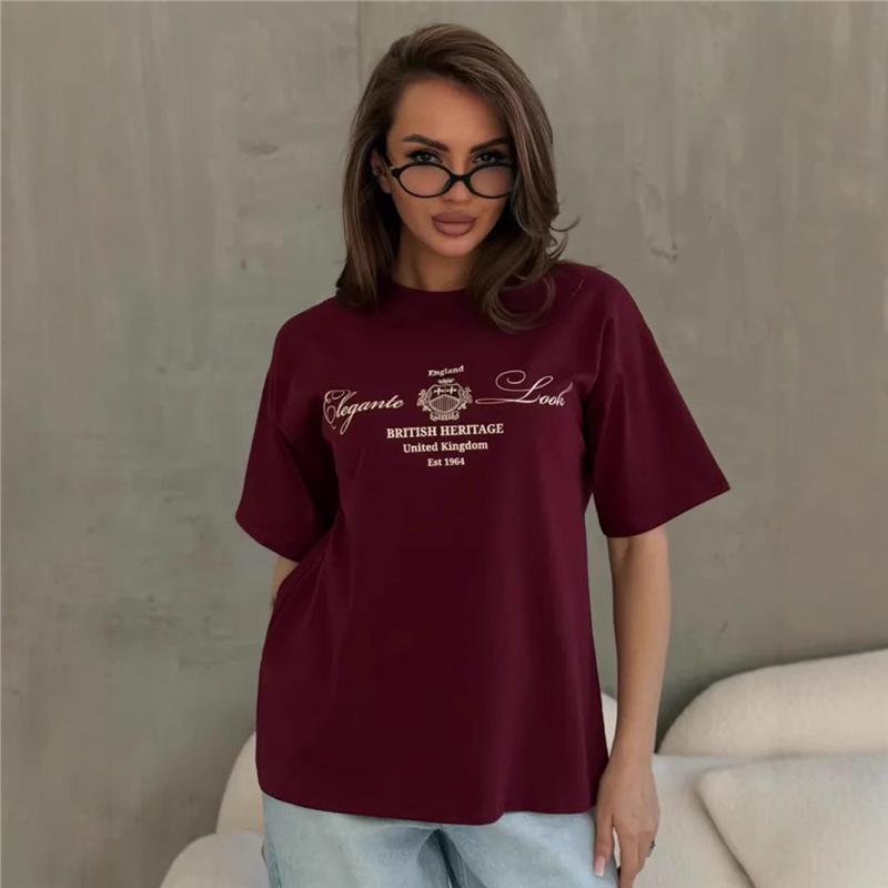 Trendy Oversized Printed Tee: 100% Loose Short Sleeve, Versatile European & American Style