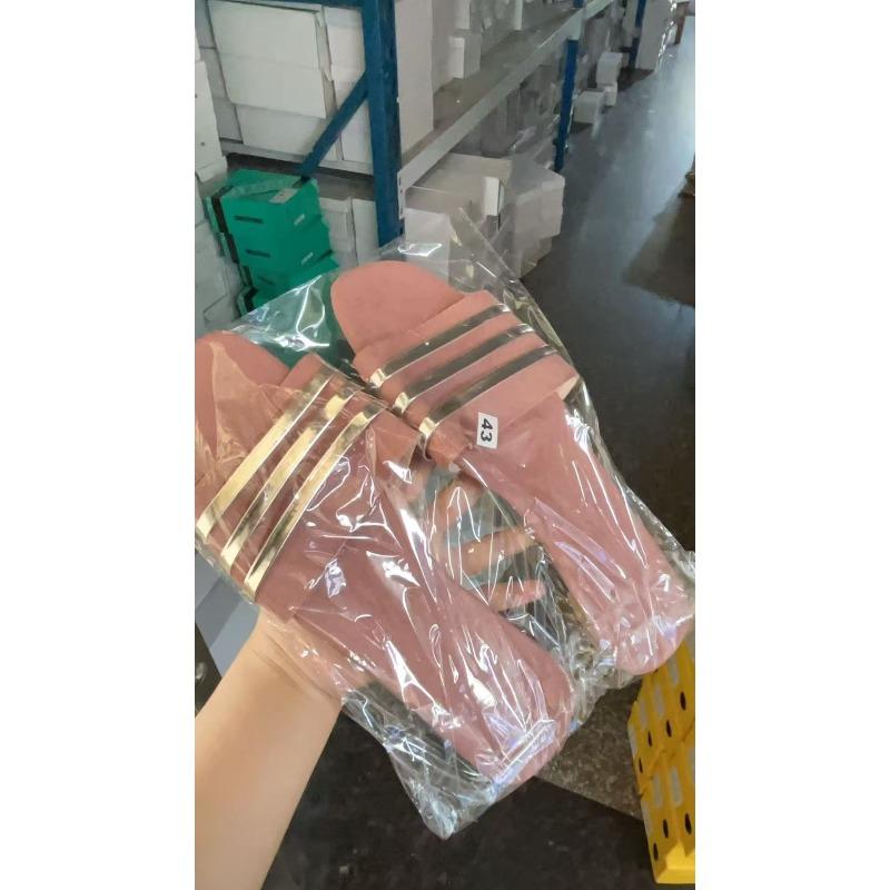 Large size women's slippers hot summer one-character flat heel beef tendon soft bottom foot cover daily