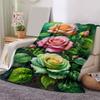 1pc Rose Printing Lightweight Flannel Blanket, Comfortable and Warm Blanket, for Camping Sofa Bed and Couch Office, in All Seasons