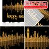 2D Flat Printing,2pcs Golden Celebration Popular Contemporary Curtains Versatile Polyester Curtains Decorations Outdoor Ldeal