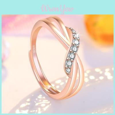 Anello Onda Coreano alla Moda in Rame Color Oro Rosa Stile Geometrico