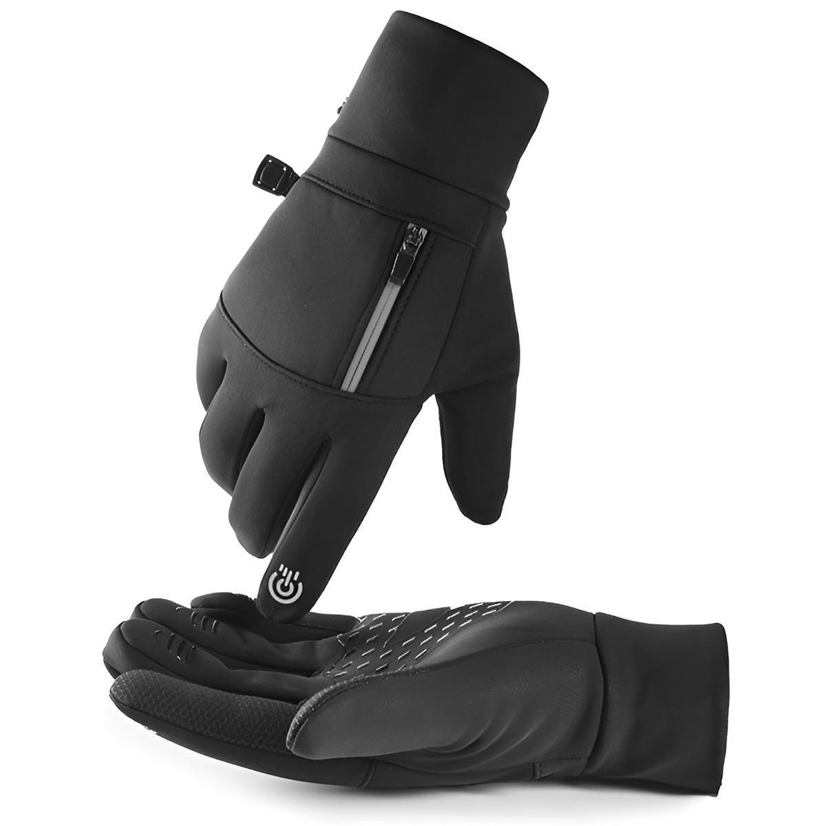 

Перчатки для велоспорта мужские плюшевые флисовые износостойкие водонепроницаемые сенсорные экраны для походов и катания на лыжах зимние теплые перчатки M чёрный