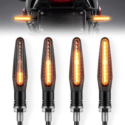 Super Lumineux 4PCS Clignotants Moto LED Défilants Clignotants 12V pour Moto Scooter Quad Cruiser Tout Terrain, Jaune Ambre