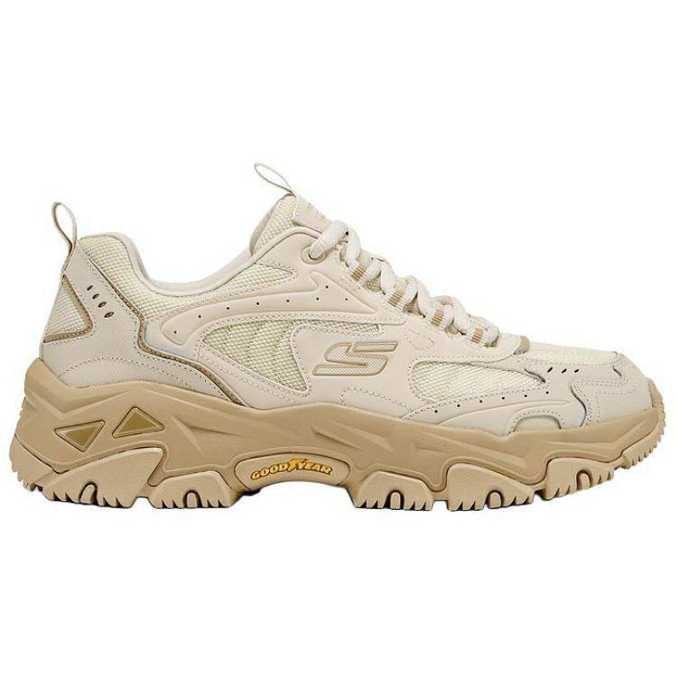 Skechers DLites Hiker Outdoor Aesthetic Fashion Lightweight Cushioning Sports Hiking Durable Grip Low Top Walking Shoes Men Sneaker Beige 237426-SAND